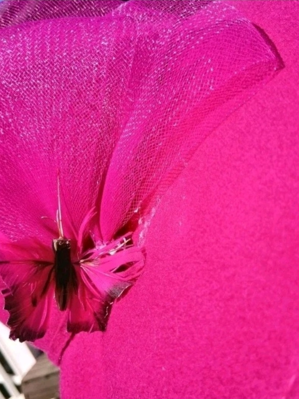 Women's Fuchsia Dress Hat with Decorative Mesh Bow - Picture 6 of 6